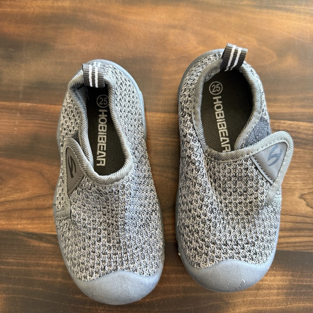 Hobibear Kids Wide Toe Box Barefoot Shoes  Toddler US 8.5 Gray Mesh Slip On